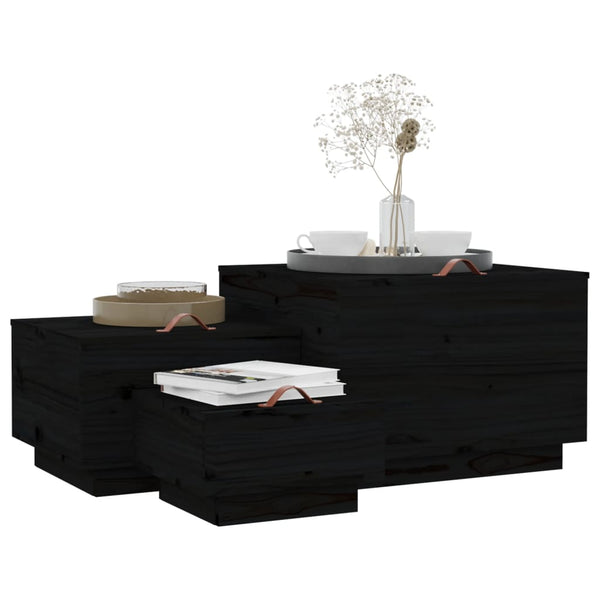 Schwarze Aufbewahrungsboxen mit Deckel, 3er Set