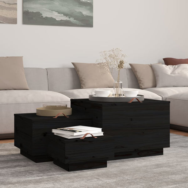 Schwarze Aufbewahrungsboxen mit Deckel, 3er Set
