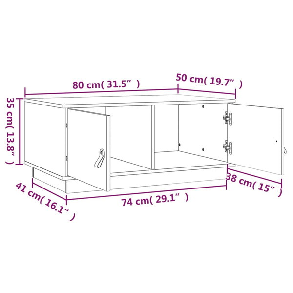 Couchtisch Kiefer Massivholz 80x50 cm