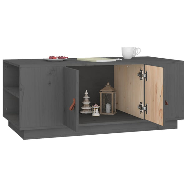 Grauer Couchtisch 100x50cm Kiefer Massivholz