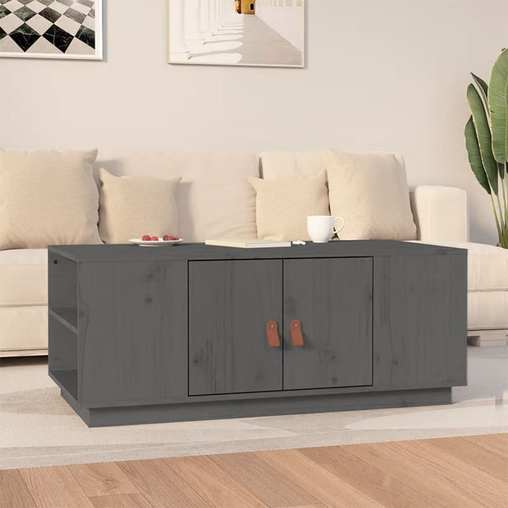 Grauer Couchtisch 100x50cm Kiefer Massivholz