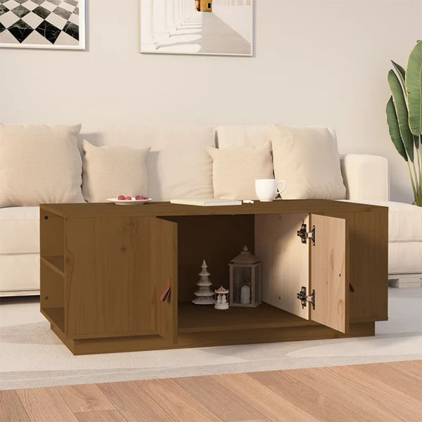 Couchtisch Honigbraun Kiefer Massivholz 100x50 cm