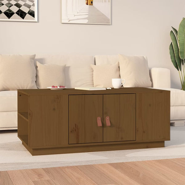 Couchtisch Honigbraun Kiefer Massivholz 100x50 cm