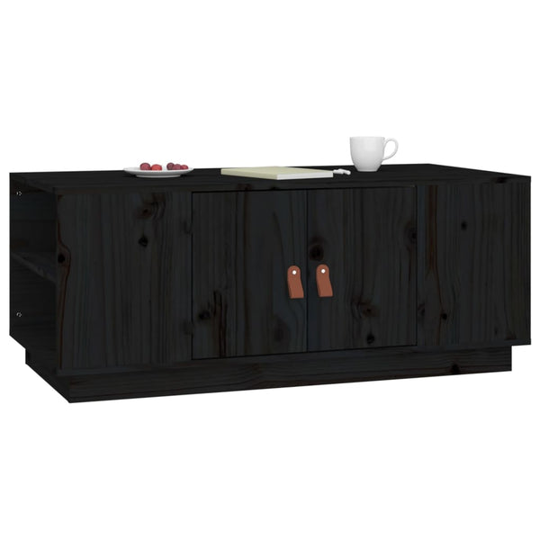 Schwarzer Couchtisch 100x50 cm Kiefer Massivholz