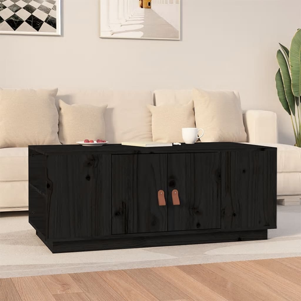 Schwarzer Couchtisch 100x50 cm Kiefer Massivholz