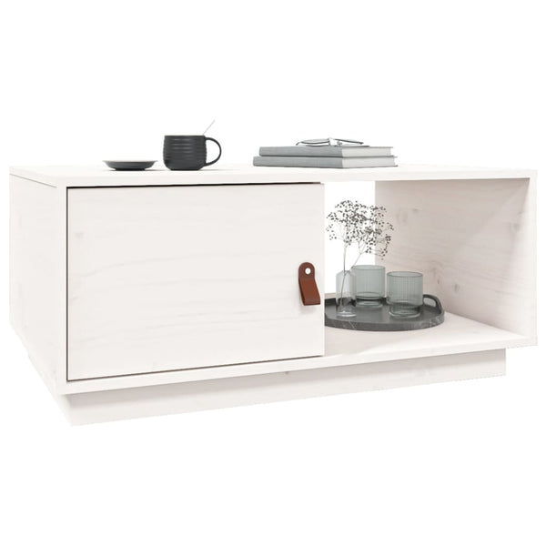Weißer Couchtisch Kiefer Massivholz 80x50 cm