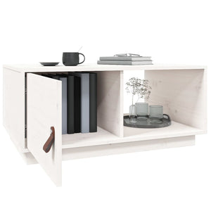 Weißer Couchtisch Kiefer Massivholz 80x50 cm