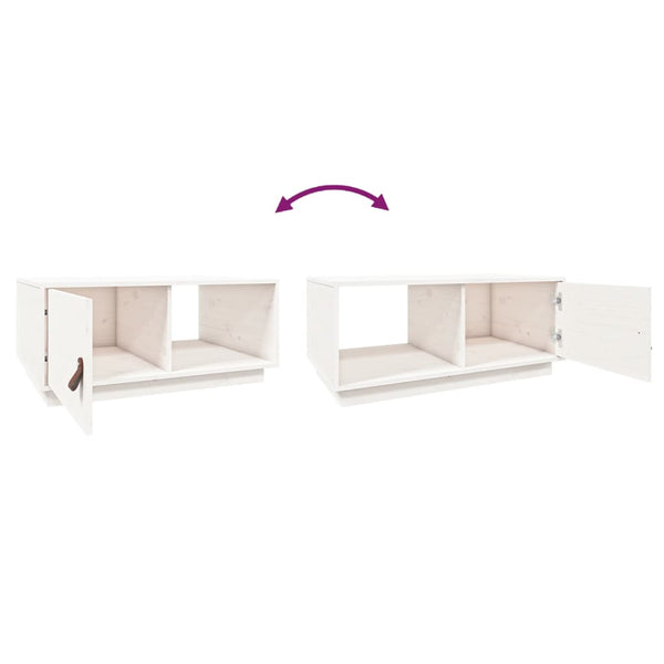 Weißer Couchtisch Kiefer Massivholz 80x50 cm