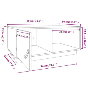 Weißer Couchtisch Kiefer Massivholz 80x50 cm