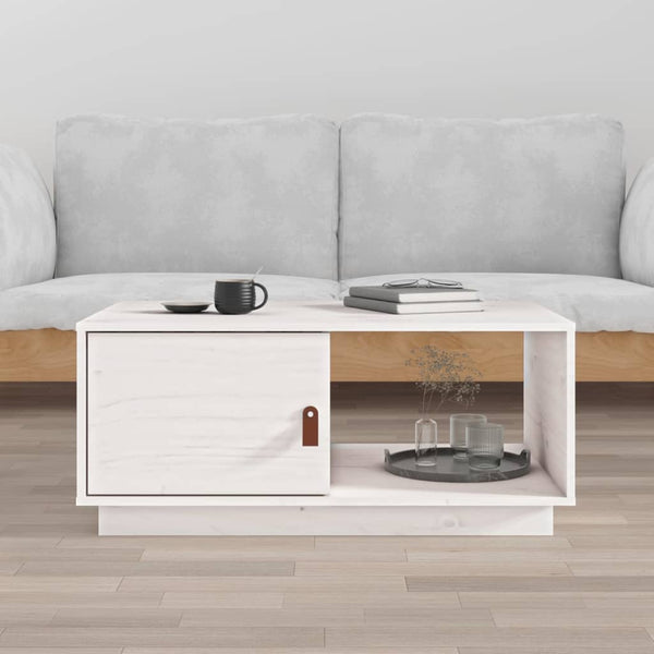 Weißer Couchtisch Kiefer Massivholz 80x50 cm