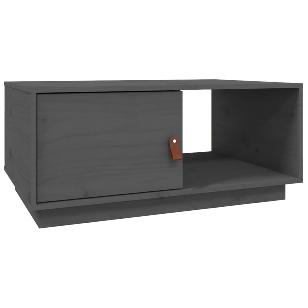 Grauer Couchtisch Kiefer Massivholz 80x50 cm