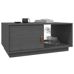 Grauer Couchtisch Kiefer Massivholz 80x50 cm