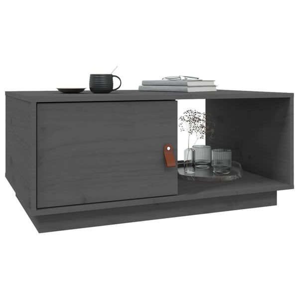 Grauer Couchtisch Kiefer Massivholz 80x50 cm