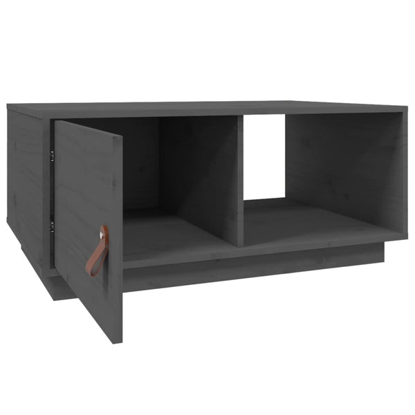 Grauer Couchtisch Kiefer Massivholz 80x50 cm