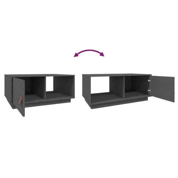 Grauer Couchtisch Kiefer Massivholz 80x50 cm