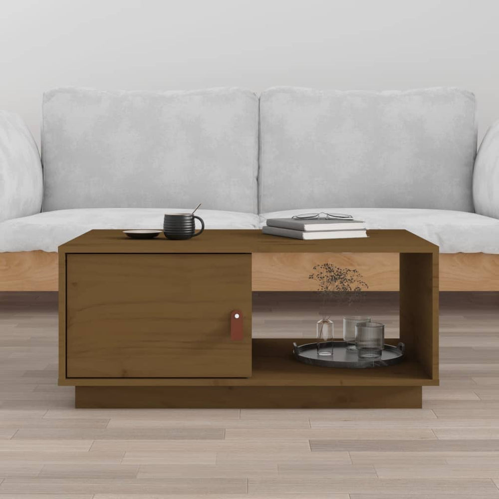 Couchtisch Honigbraun Kiefer Massivholz 80x50 cm