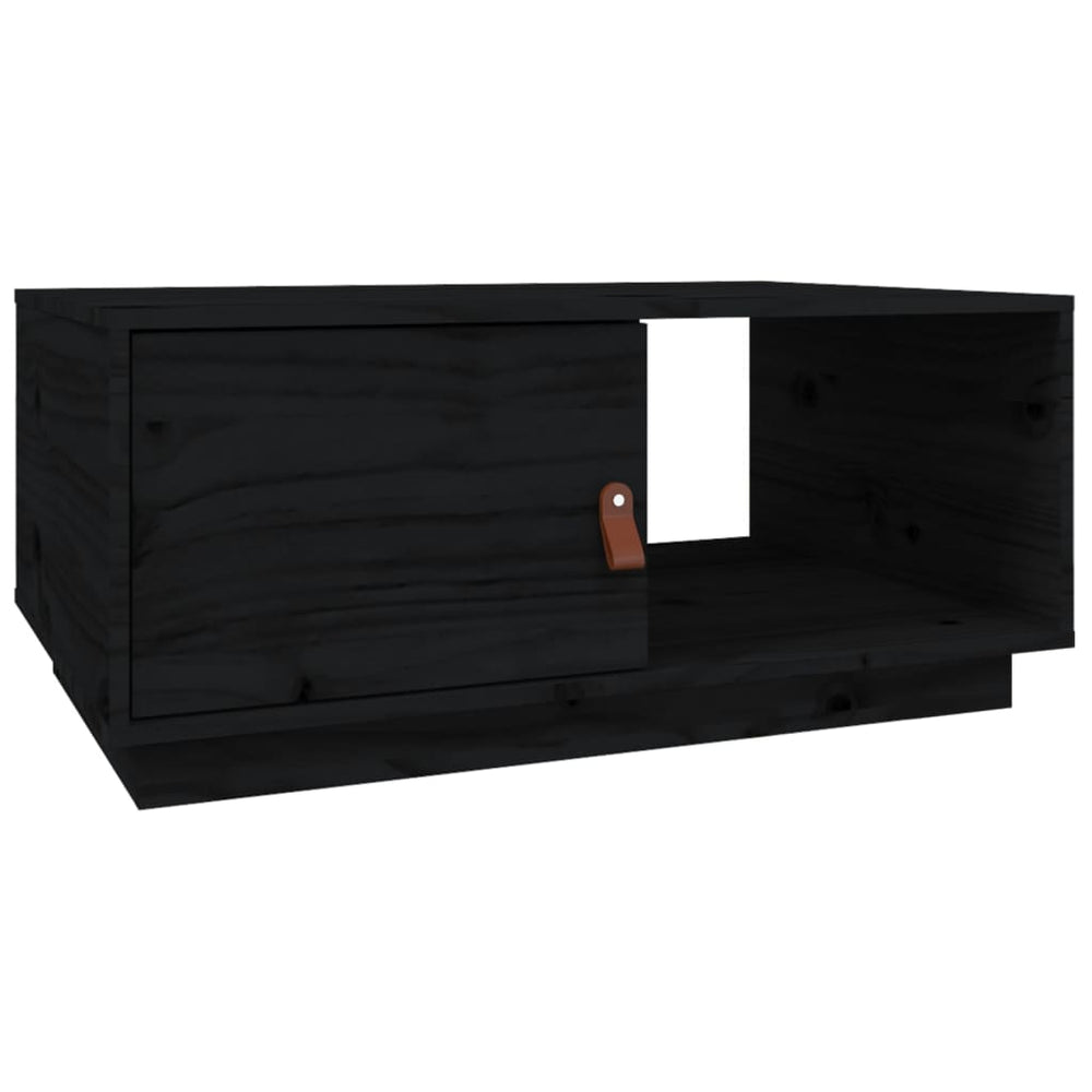 Schwarzer Couchtisch Kiefer Massivholz 80x50 cm