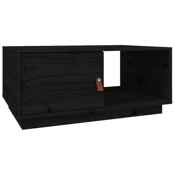 Schwarzer Couchtisch Kiefer Massivholz 80x50 cm
