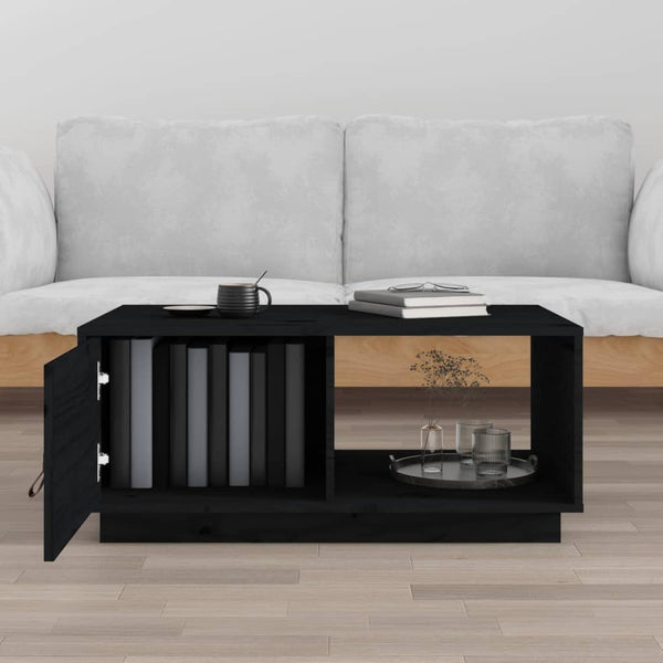 Schwarzer Couchtisch Kiefer Massivholz 80x50 cm