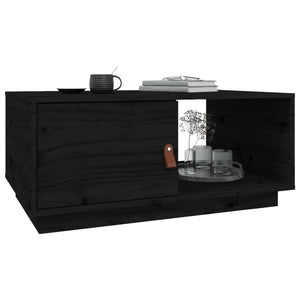 Schwarzer Couchtisch Kiefer Massivholz 80x50 cm
