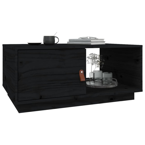 Schwarzer Couchtisch Kiefer Massivholz 80x50 cm