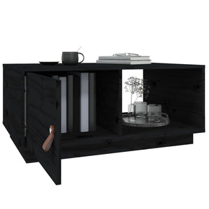 Schwarzer Couchtisch Kiefer Massivholz 80x50 cm