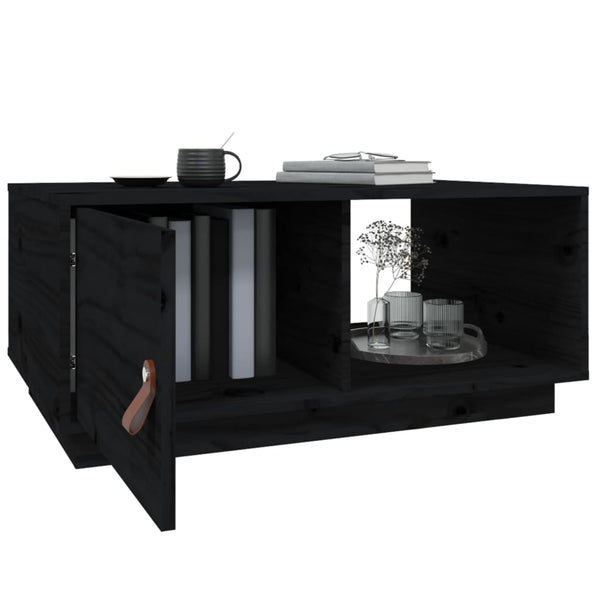 Schwarzer Couchtisch Kiefer Massivholz 80x50 cm