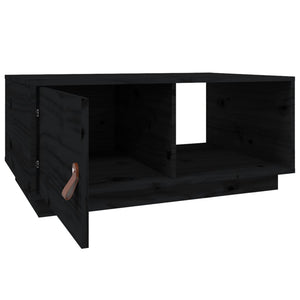 Schwarzer Couchtisch Kiefer Massivholz 80x50 cm