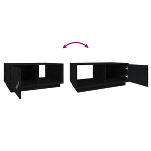 Schwarzer Couchtisch Kiefer Massivholz 80x50 cm