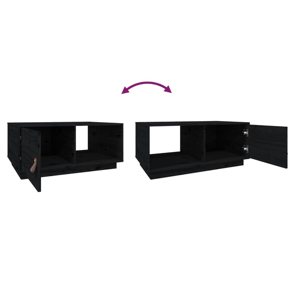Schwarzer Couchtisch Kiefer Massivholz 80x50 cm