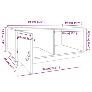 Schwarzer Couchtisch Kiefer Massivholz 80x50 cm