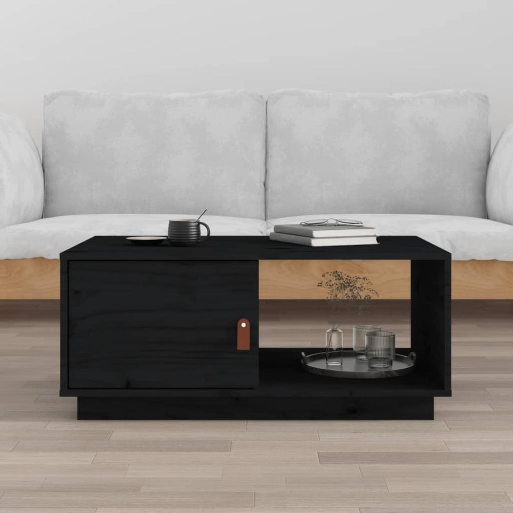 Schwarzer Couchtisch Kiefer Massivholz 80x50 cm