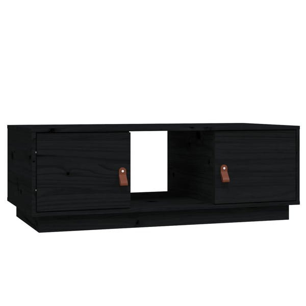 Schwarzer Couchtisch 100x50cm Kiefer Massivholz