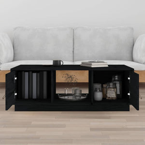 Schwarzer Couchtisch 100x50cm Kiefer Massivholz