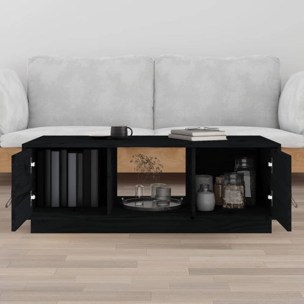 Schwarzer Couchtisch 100x50cm Kiefer Massivholz