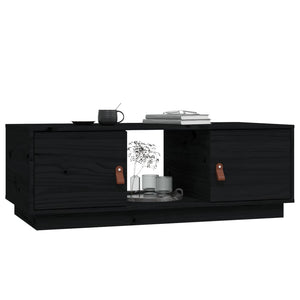 Schwarzer Couchtisch 100x50cm Kiefer Massivholz