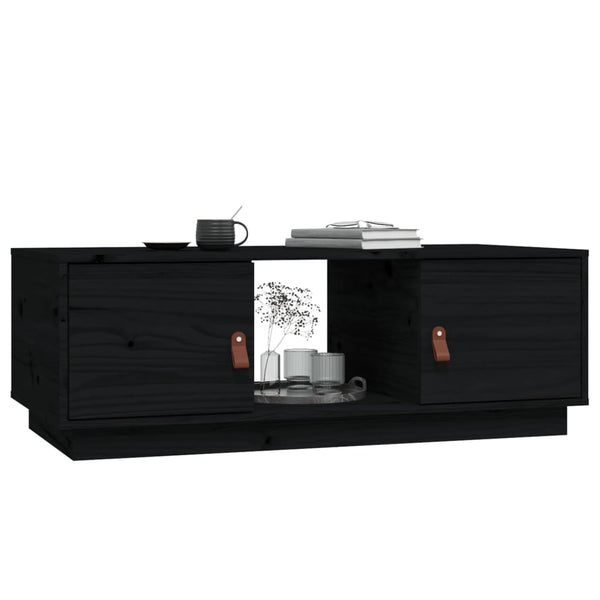 Schwarzer Couchtisch 100x50cm Kiefer Massivholz