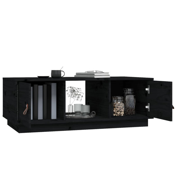Schwarzer Couchtisch 100x50cm Kiefer Massivholz