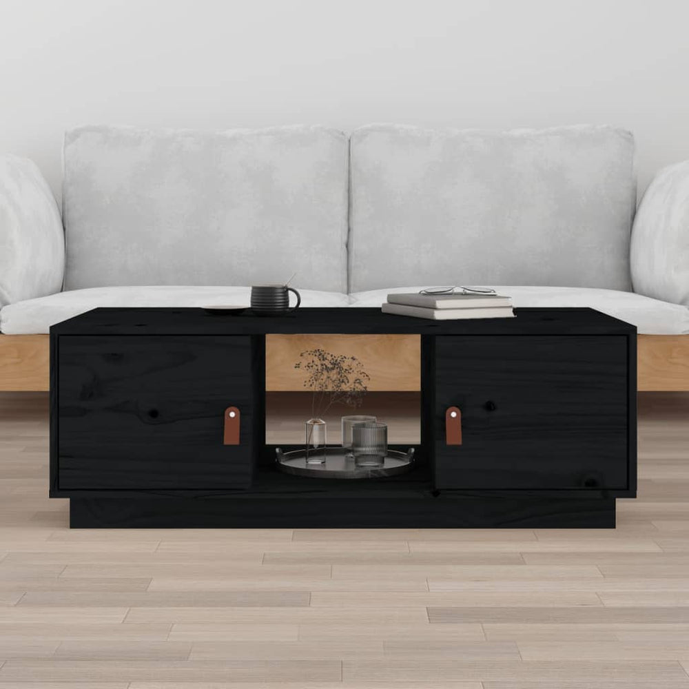 Schwarzer Couchtisch 100x50cm Kiefer Massivholz