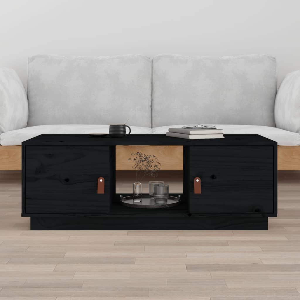 Schwarzer Couchtisch 100x50cm Kiefer Massivholz