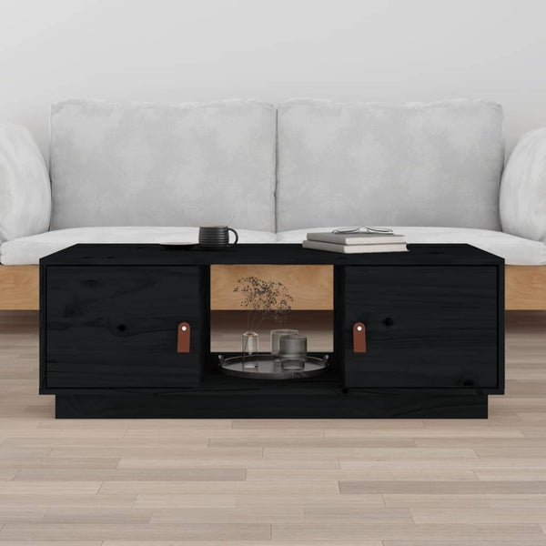Schwarzer Couchtisch 100x50cm Kiefer Massivholz