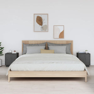 Nachttische 2er Set Grau Kiefer Massivholz