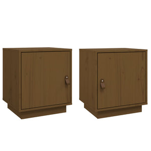 2er Set Honigbraune Nachttische Kiefer Massivholz