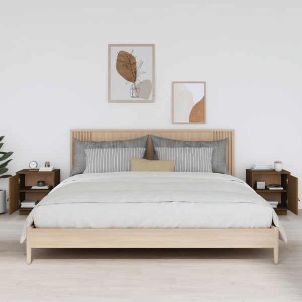 2er Set Honigbraune Nachttische Kiefer Massivholz