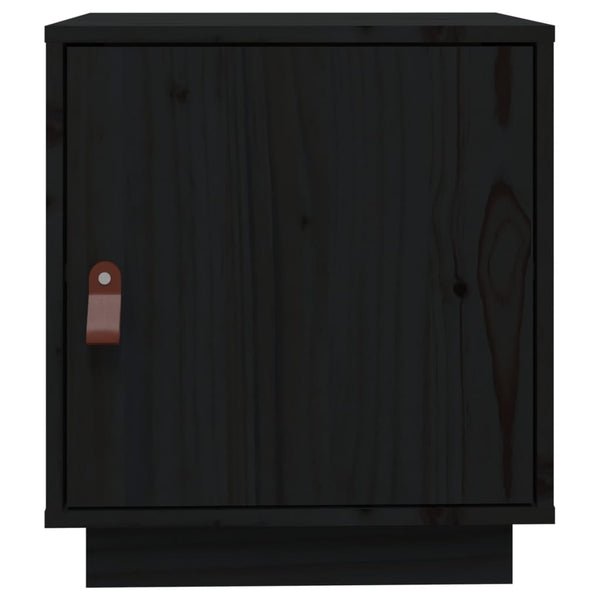 Schwarzer Nachttisch Kiefer Massivholz 40x45 cm