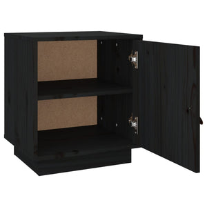 Schwarzer Nachttisch Kiefer Massivholz 40x45 cm