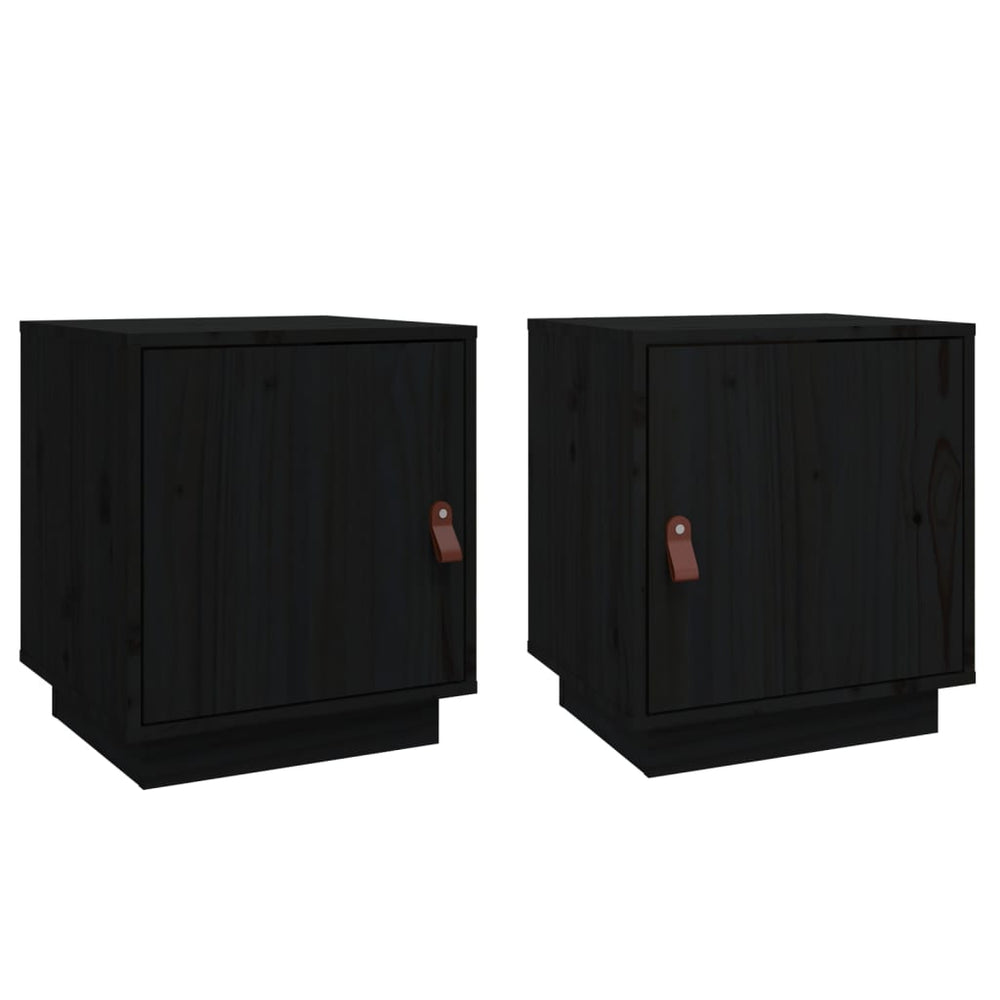 Nachttische 2er Set Schwarz Kiefer Massivholz