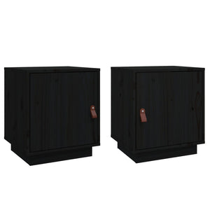 Nachttische 2er Set Schwarz Kiefer Massivholz