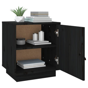 Nachttische 2er Set Schwarz Kiefer Massivholz