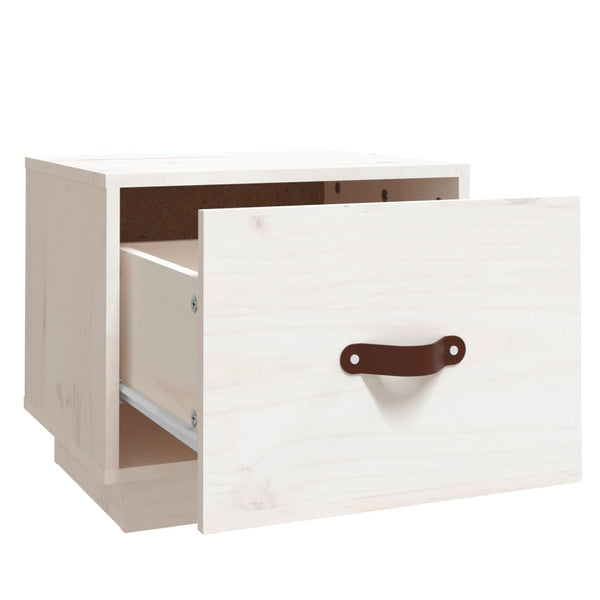 Weißer Nachttisch Kiefer Massivholz 40x35cm